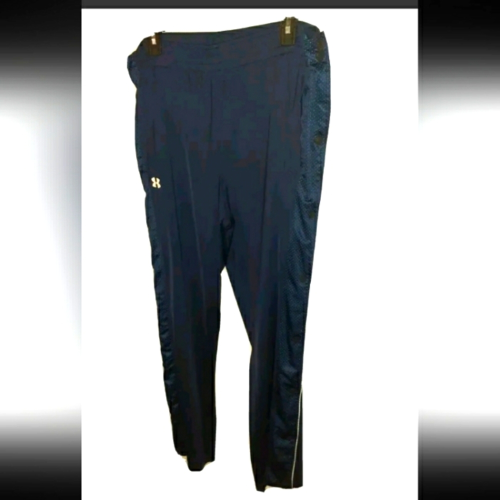 Mens Large Under Armour BASKETBALL Snap-Offs Tear-Away Athletic Pants, NAVY BLUE